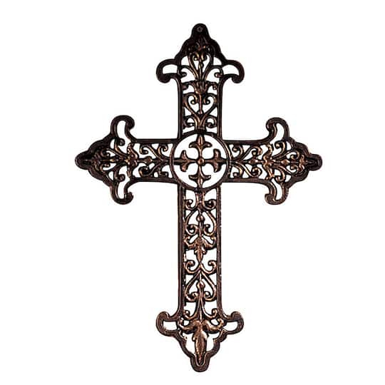 Design Toscano Bronze Fleur de Lis Cross
